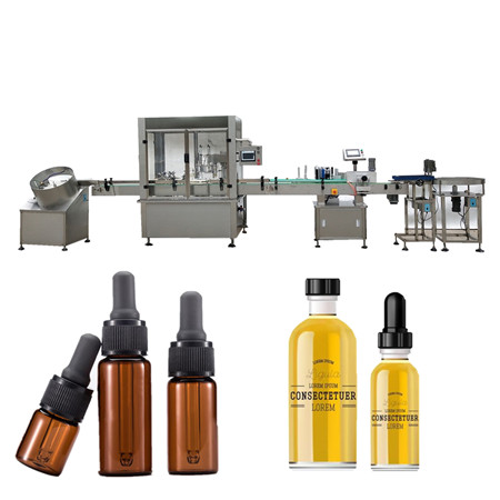 Automatische Vapor e-liquid olievullende pluggen-aftopping etiketteermachine voor 5 ml 15 ml 20 ml 50 ml amberkleurige fles